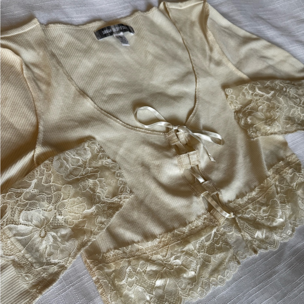 Urban Outfitters Cream Lace Detail Top